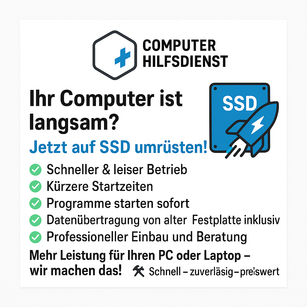 SSD Umrüstung Notebook Wien - Computer Hilfsdienst